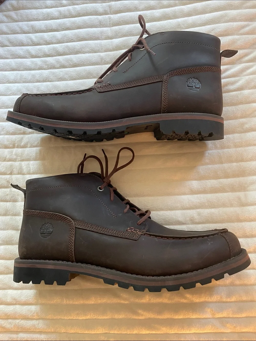 Timberland Grantly Leather Moc Toe Chukka Boot w Ortholite Brown Size 14 NWOT